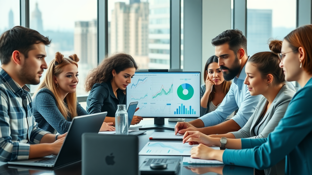 affiliate marketing strategies group brainstorming in a modern office