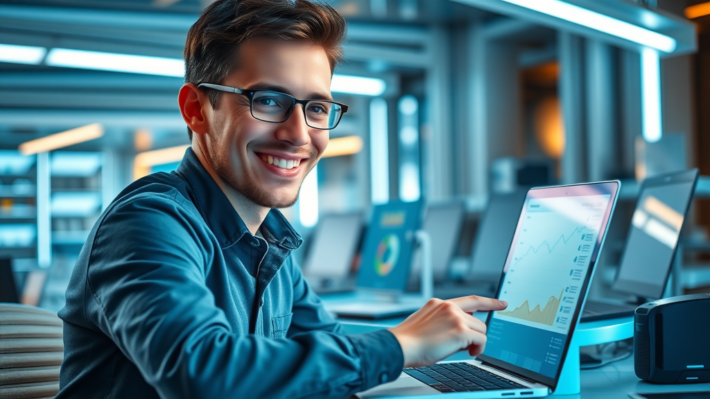 Entrepreneur analyzing affiliate marketing and social media passive income on a laptop