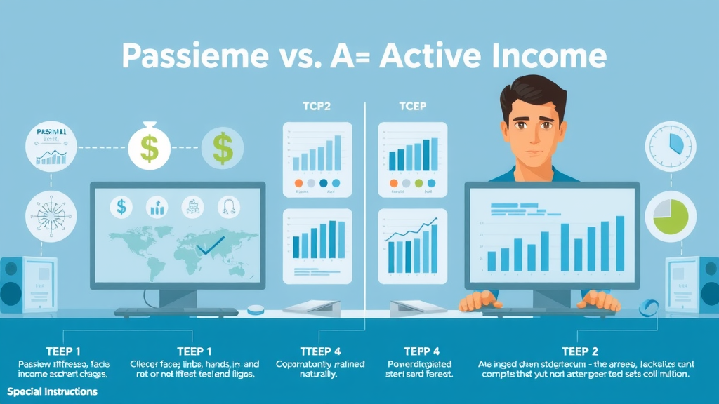 Infographic comparing passive income and active income streams with visual charts