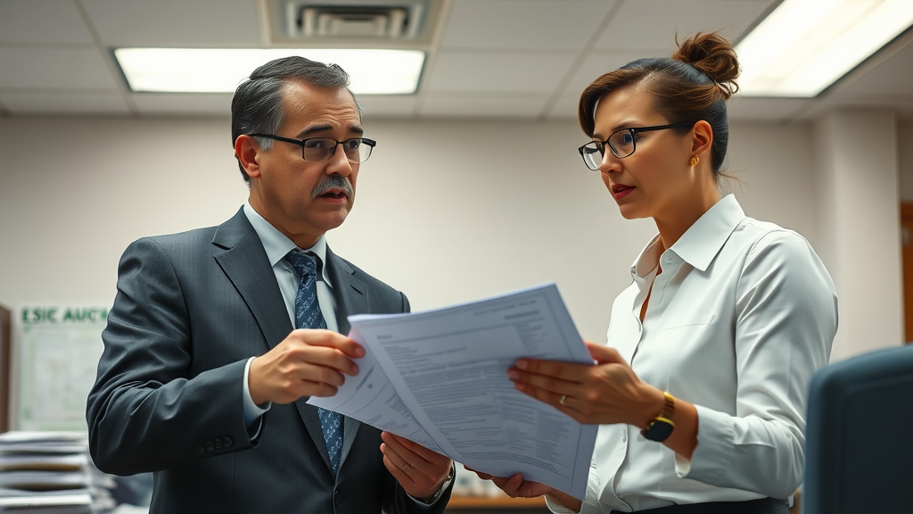 IRS agent and financial advisor discussing passive income rules and regulations