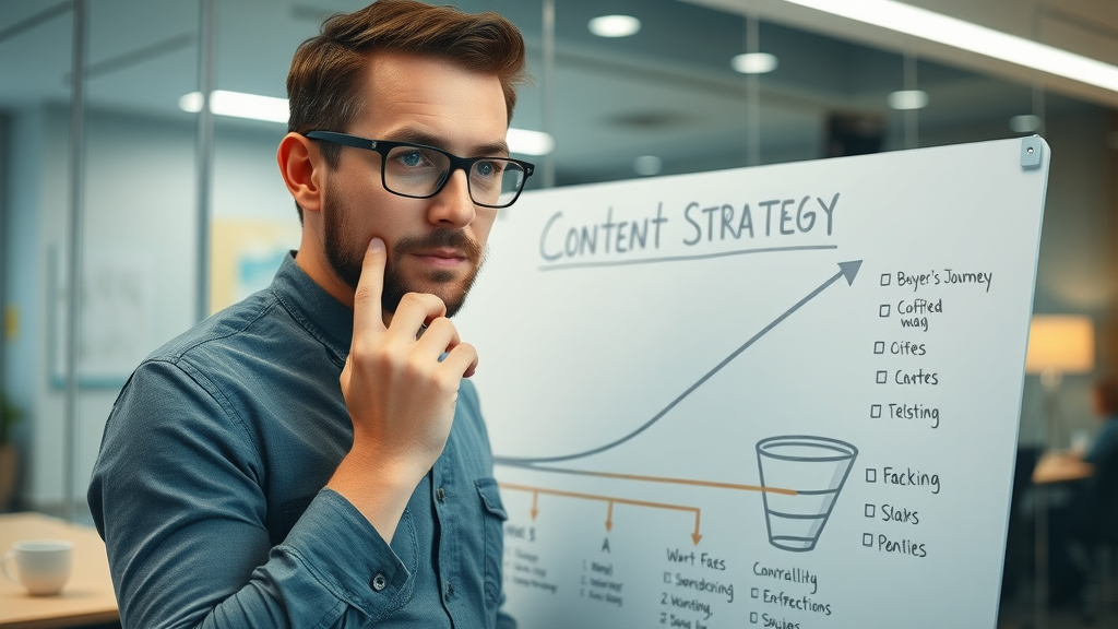 content marketer designing content marketing strategy buyer journey funnel whiteboard