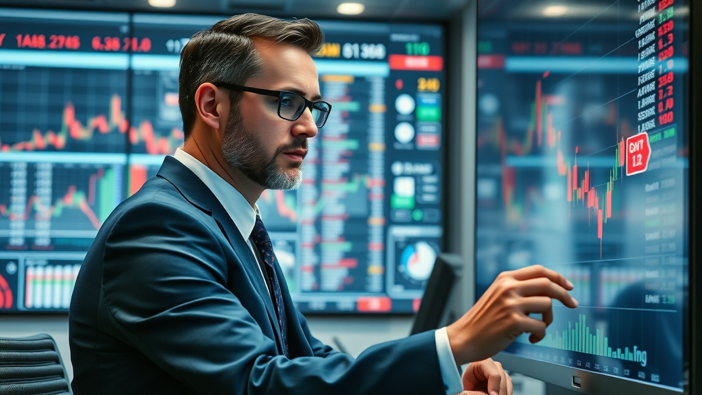 analytical investor reviewing trading charts, exploring online investing to make money online