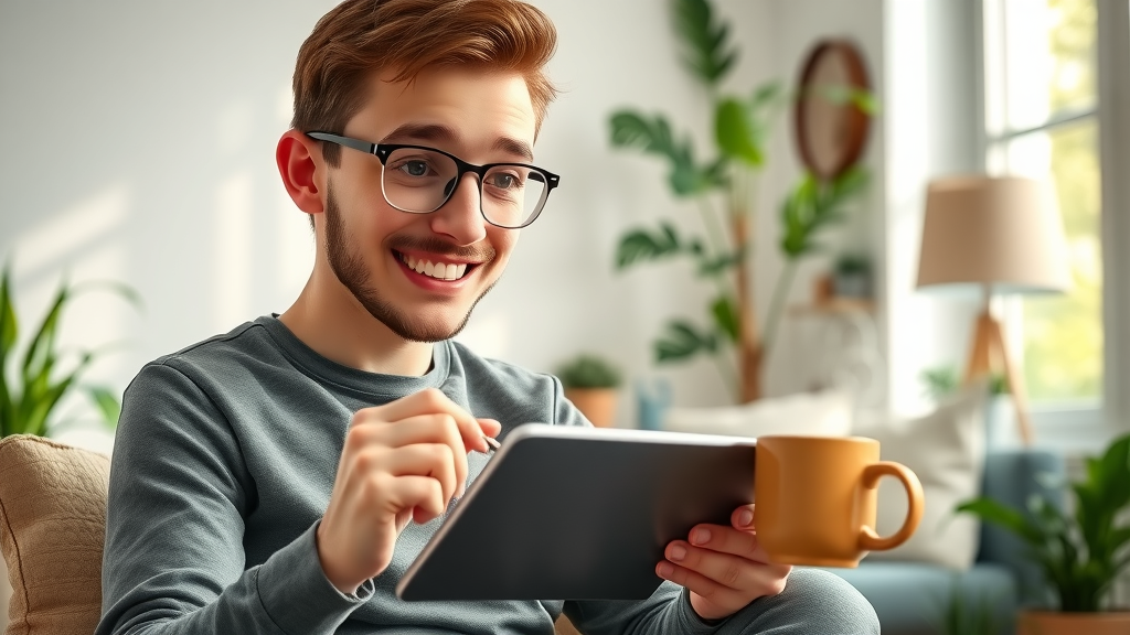 individual filling online survey on tablet, demonstrating a simple way to make money online